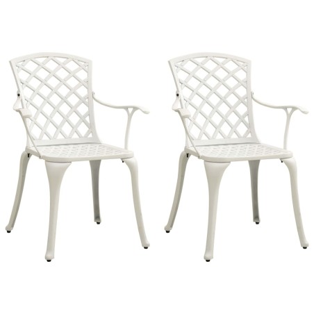 vidaXL Sillas de jardín 2 unidades aluminio fundido blanco