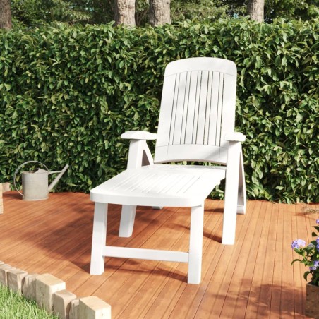 vidaXL Tumbona plegable polipropileno blanca