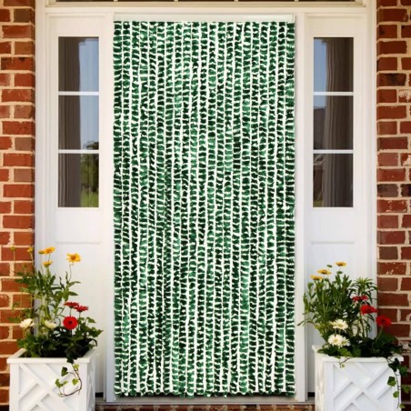 vidaXL Cortina mosquitera chenilla verde y blanco 90x220 cm