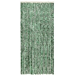 vidaXL Cortina mosquitera chenilla verde y blanco 90x220 cm