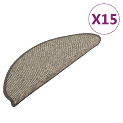 vidaXL Alfombrilla autoadhesiva escalera 15 uds gris y beige 65x21x4cm