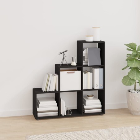 vidaXL Estantería forma de escalera madera contrachapada negro