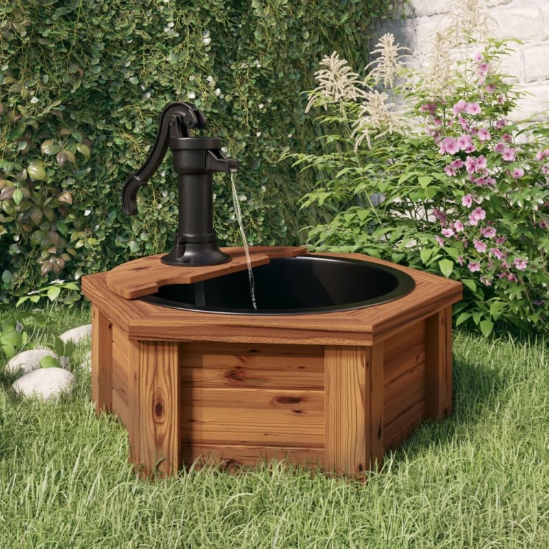 vidaXL Fuente de agua con bomba madera maciza de abeto 57x57x53 cm vidaXL Fuente de agua con bomba madera maciza de abeto 57x57x53 cm