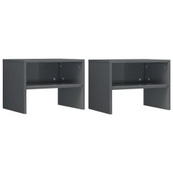 vidaXL Mesitas de noche 2 uds madera gris brillo 40x30x40 cm