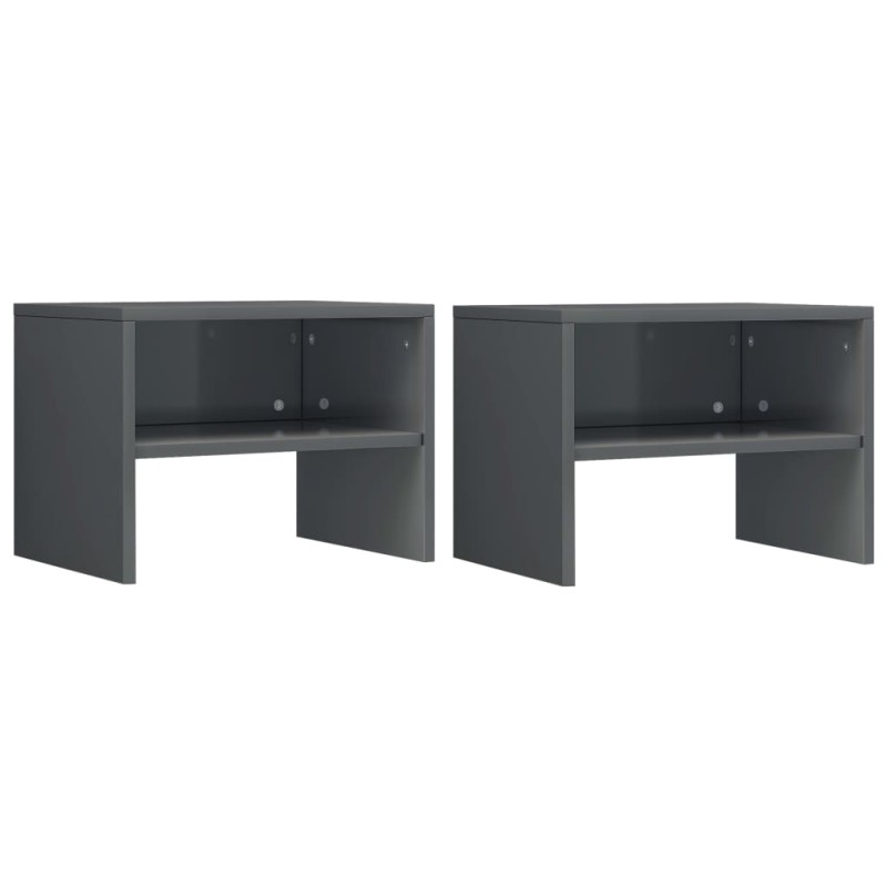 vidaXL Mesitas de noche 2 uds madera gris brillo 40x30x40 cm vidaXL Mesitas de noche 2 uds madera gris brillo 40x30x40 cm