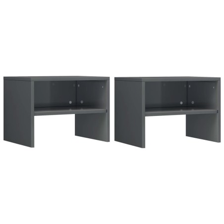 vidaXL Mesitas de noche 2 uds madera gris brillo 40x30x40 cm
