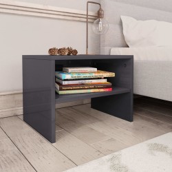 vidaXL Mesitas de noche 2 uds madera gris brillo 40x30x40 cm