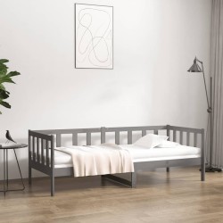 vidaXL Sofá cama madera maciza de pino gris 90x190 cm