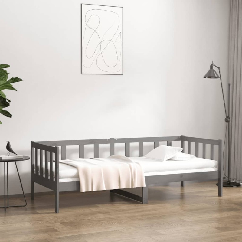 vidaXL Sofá cama madera maciza de pino gris 90x190 cm vidaXL Sofá cama madera maciza de pino gris 90x190 cm