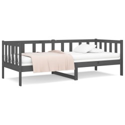 vidaXL Sofá cama madera maciza de pino gris 90x190 cm