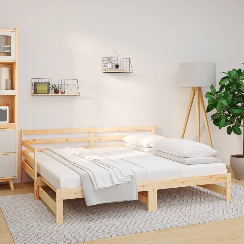vidaXL Sofá cama extraíble madera maciza de pino 2x(90x190) cm vidaXL Sofá cama extraíble madera maciza de pino 2x(90x190) cm