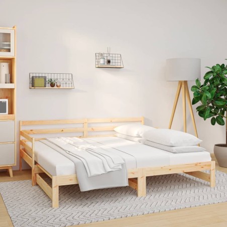 vidaXL Sofá cama extraíble madera maciza de pino 2x(90x190) cm