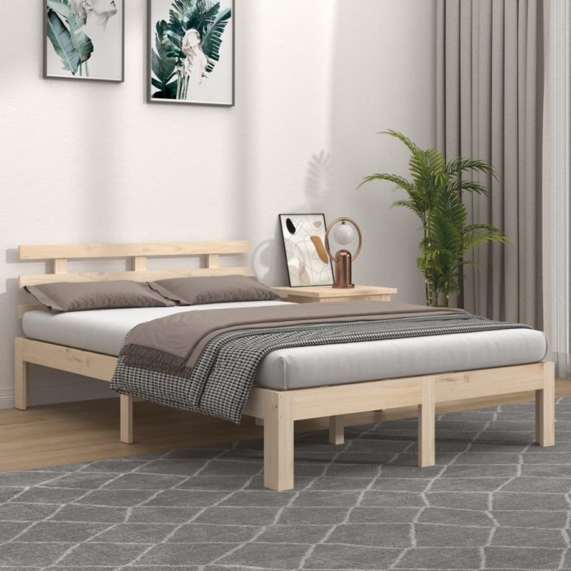 vidaXL Estructura de cama de madera maciza 140x190 cm