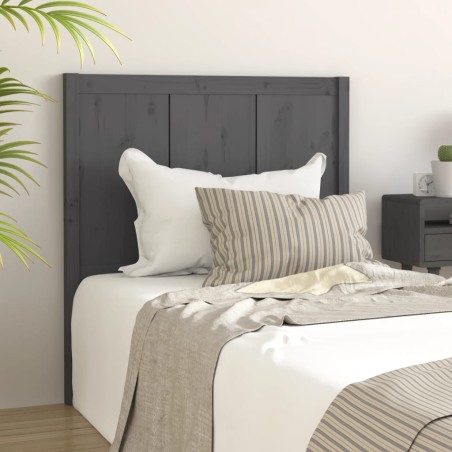vidaXL Cabecero de cama madera maciza de pino gris 95,5x4x100 cm