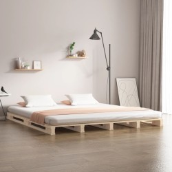 vidaXL Cama de palets madera maciza pino doble pequeña 120x190 cm