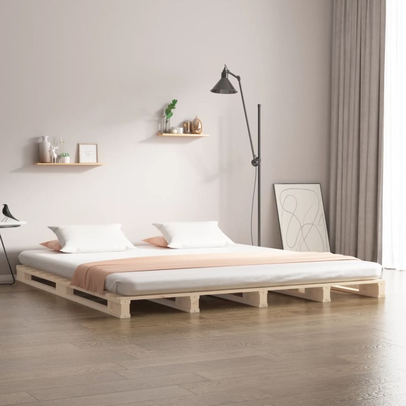 vidaXL Cama de palets madera maciza pino doble pequeña 120x190 cm