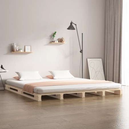 vidaXL Cama de palets madera maciza pino doble pequeña 120x190 cm
