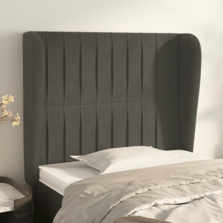 vidaXL Cabecero con orejas de terciopelo gris oscuro 83x23x118/128 cm