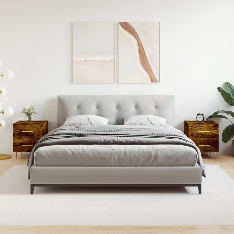vidaXL Mesita noche 2 uds madera ingeniería roble ahumado 40x35x47,5cm vidaXL Mesita noche 2 uds madera ingeniería roble ahumado 40x35x47,5cm