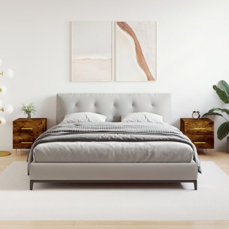 vidaXL Mesita noche 2 uds madera ingeniería roble ahumado 40x35x47,5cm
