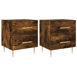 vidaXL Mesita noche 2 uds madera ingeniería roble ahumado 40x35x47,5cm