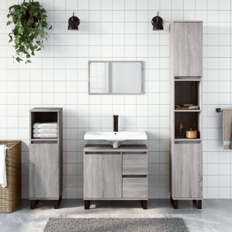 vidaXL Armario de baño madera contrachapada gris Sonoma 65x33x60 cm