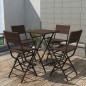 vidaXL Set comedor de jardín plegable 5 pzas poli ratán y acero marrón vidaXL Set comedor de jardín plegable 5 pzas poli ratán y acero marrón