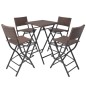 vidaXL Set comedor de jardín plegable 5 pzas poli ratán y acero marrón vidaXL Set comedor de jardín plegable 5 pzas poli ratán y acero marrón