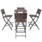 vidaXL Set comedor de jardín plegable 5 pzas poli ratán y acero marrón vidaXL Set comedor de jardín plegable 5 pzas poli ratán y acero marrón