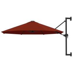vidaXL Sombrilla de pared con palo de metal terracota 300 cm
