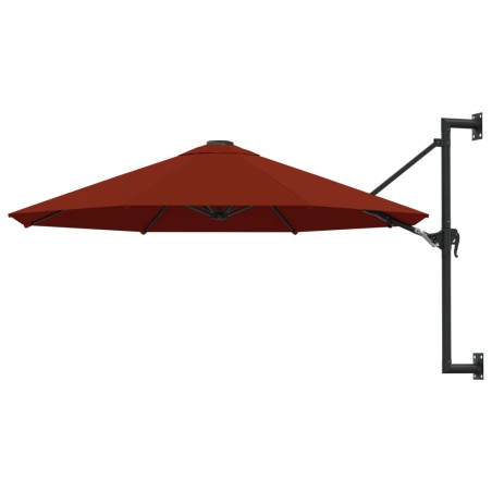 vidaXL Sombrilla de pared con palo de metal terracota 300 cm