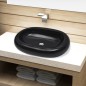Lavabo de cerámica negro ovalado Lavabo de cerámica negro ovalado