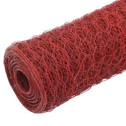 vidaXL Alambrada de gallinero acero revestimiento PVC rojo 25x1,5 m