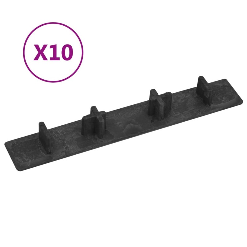 vidaXL Tapas de extremo de plataforma 10 unidades plástico negro vidaXL Tapas de extremo de plataforma 10 unidades plástico negro