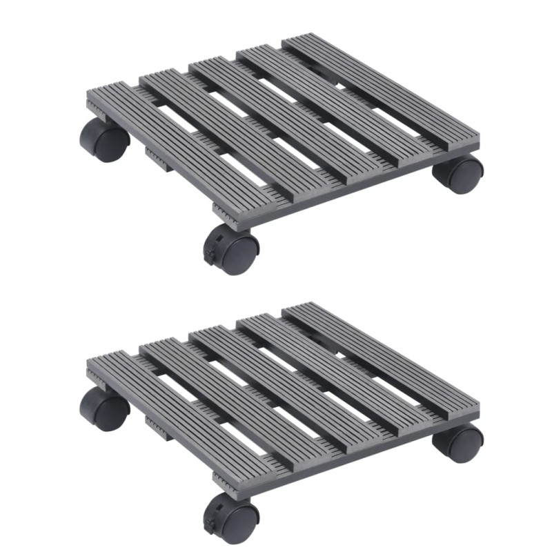 vidaXL Soporte con ruedas para plantas 2 unidades WPC gris 30x30x7,5cm vidaXL Soporte con ruedas para plantas 2 unidades WPC gris 30x30x7,5cm