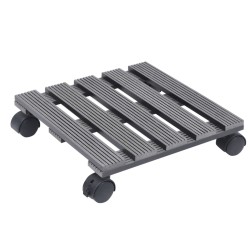 vidaXL Soporte con ruedas para plantas 2 unidades WPC gris 30x30x7,5cm
