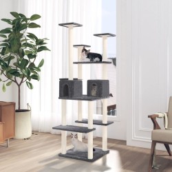 vidaXL Rascador para gatos con postes de sisal gris oscuro 167 cm