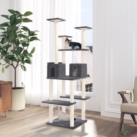 vidaXL Rascador para gatos con postes de sisal gris oscuro 167 cm