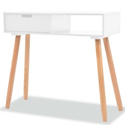 vidaXL Mesa consola de madera maciza de pino blanca 80x30x72 cm  