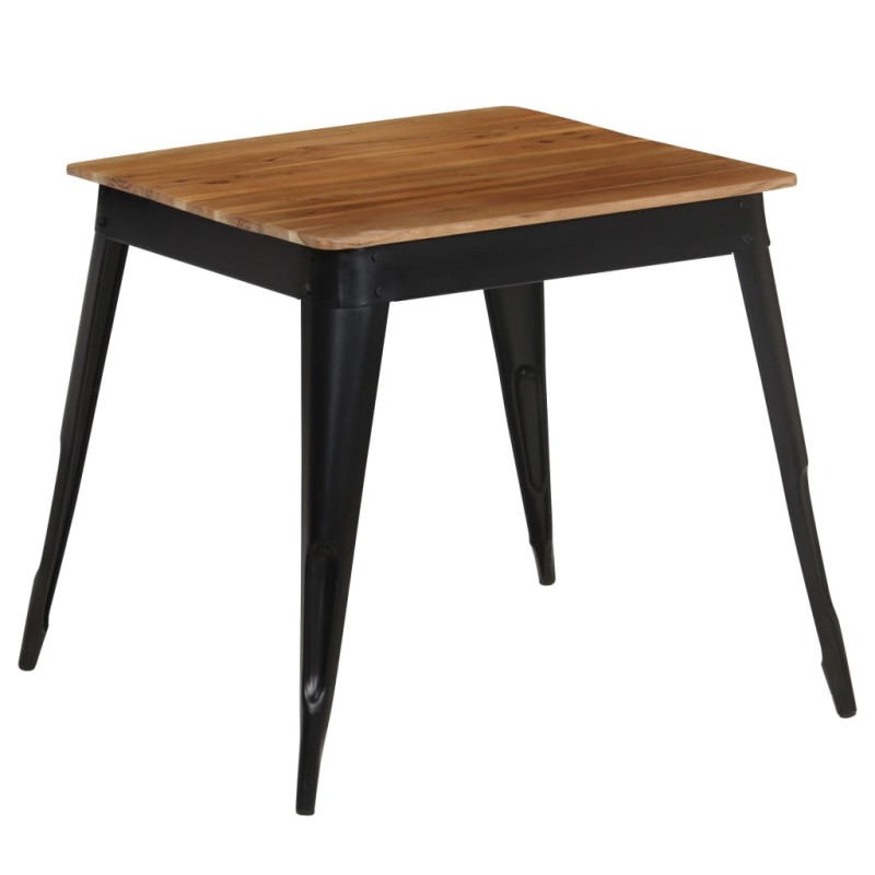 vidaXL Mesa de comedor de madera de acacia maciza y acero 75x75x76 cm vidaXL Mesa de comedor de madera de acacia maciza y acero 75x75x76 cm