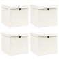 vidaXL Cajas de almacenaje con tapas 4 uds tela blanco 32x32x32 cm vidaXL Cajas de almacenaje con tapas 4 uds tela blanco 32x32x32 cm