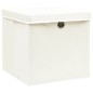 vidaXL Cajas de almacenaje con tapas 4 uds tela blanco 32x32x32 cm vidaXL Cajas de almacenaje con tapas 4 uds tela blanco 32x32x32 cm