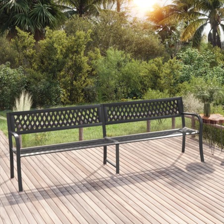 vidaXL Banco de jardín doble 246 cm acero negro