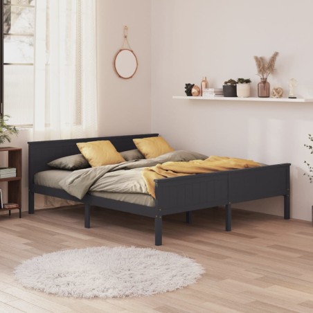 vidaXL Estructura de cama madera maciza de pino gris 200x200 cm