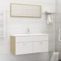 vidaXL Set de muebles de baño madera ingeniería blanco y roble Sonoma vidaXL Set de muebles de baño madera ingeniería blanco y roble Sonoma