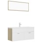 vidaXL Set de muebles de baño madera ingeniería blanco y roble Sonoma vidaXL Set de muebles de baño madera ingeniería blanco y roble Sonoma
