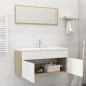 vidaXL Set de muebles de baño madera ingeniería blanco y roble Sonoma vidaXL Set de muebles de baño madera ingeniería blanco y roble Sonoma