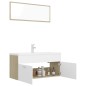 vidaXL Set de muebles de baño madera ingeniería blanco y roble Sonoma vidaXL Set de muebles de baño madera ingeniería blanco y roble Sonoma