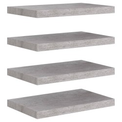 vidaXL Estantes flotantes pared 4 uds MDF gris hormigón 50x23x3,8 cm