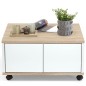 FMD Mesa de centro portátil color roble y blanco brillante 70x70x36 cm FMD Mesa de centro portátil color roble y blanco brillante 70x70x36 cm